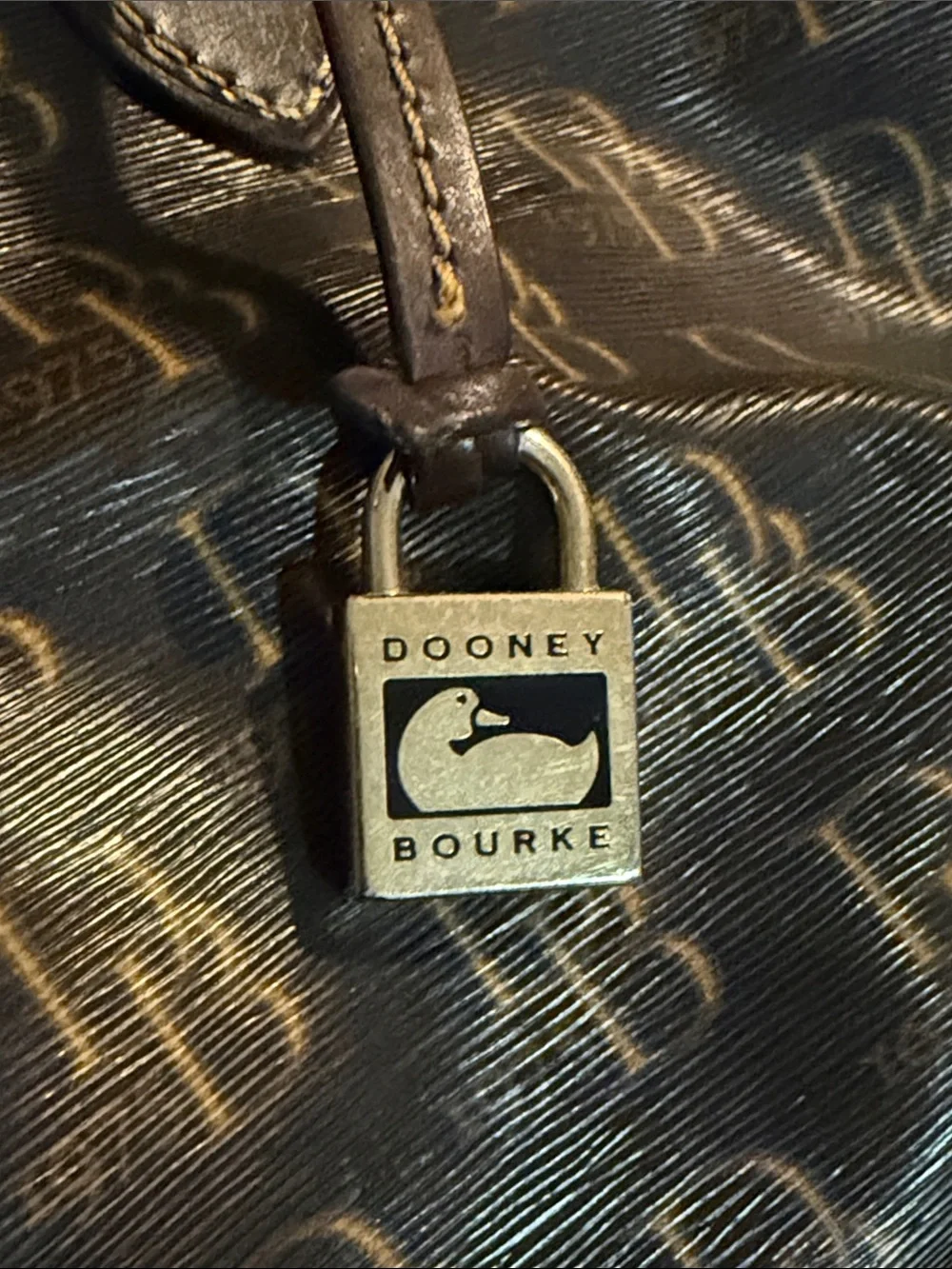 Dooney & Bourke 1975 Signature Classic Brown & Gold Monogram Satchel